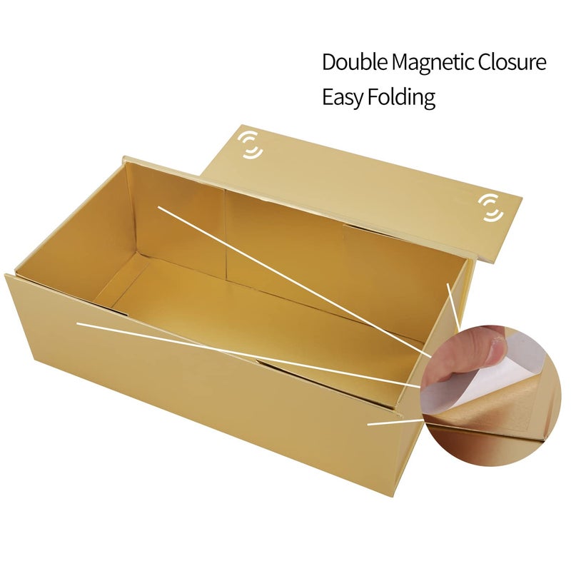 ROSTELACK Gold Gift Box 10 "" x 6 "" x 3 "" with Magnetic Closure Lid Gift Box for Presents Bridesmaid Gifts Box Cute Box Birthday Gift box Luxury for Gift Packaging  Magnetic Gift Box for Wrapping Gifts (Gold) - Image 4